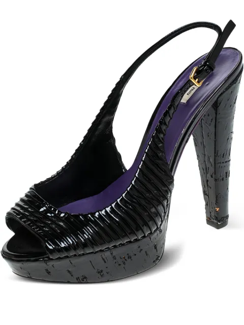 Miu Miu Pre-Owned 135mm patent leather slingback sandals Black 238178