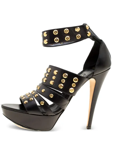 Gina pre-owned 130mm studded platform sandals Black 167106
