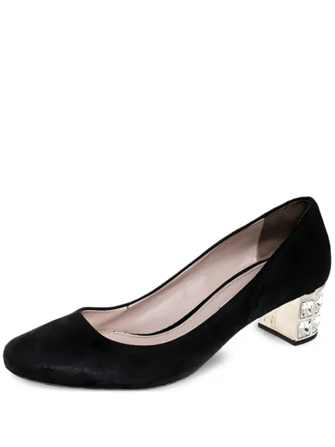 Miu Miu Pre-Owned 45mm crystal block-heel pumps Black 251731