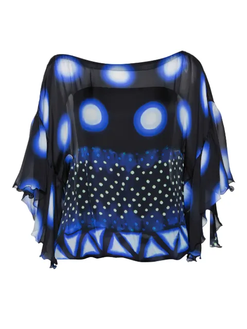 Roberto Cavalli Vintage printed ruffled blouse Black 290662