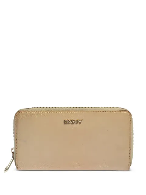 DKNY Vintage pre-owned metallic leather zip wallet Neutrals 448379
