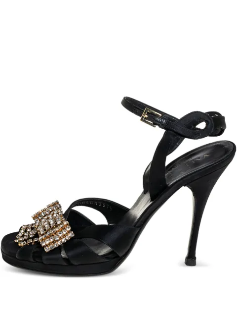 Valentino Garavani Pre-Owned 80mm satin bow crystal sandals Black 434044