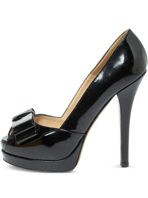 Fendi Pre-Owned 140mm bow-detail pumps Black 335877