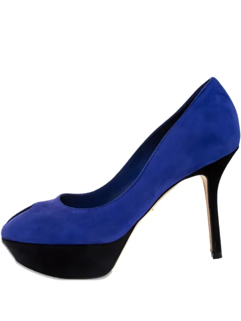 Sergio Rossi Vintage pre-owned 100mm Cachet peep-toe platform pumps Blue 265942