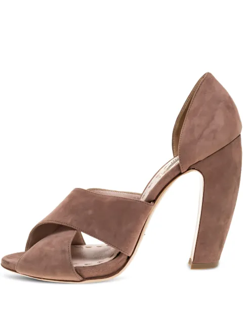 Miu Miu Pre-Owned 115mm crossover-strap suede sandals Pink 312216