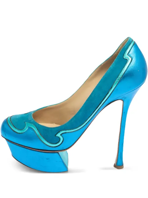 Nicholas Kirkwood 135mm suede-panelled platform pumps Blue 463430