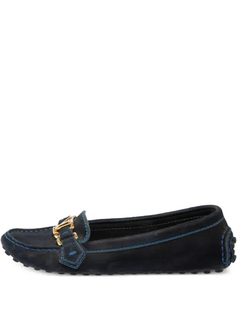 Louis Vuitton Pre-Owned LV logo suede loafers Blue 408986