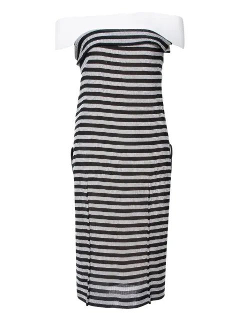 Roland Mouret striped off-shoulder dress Black 347354