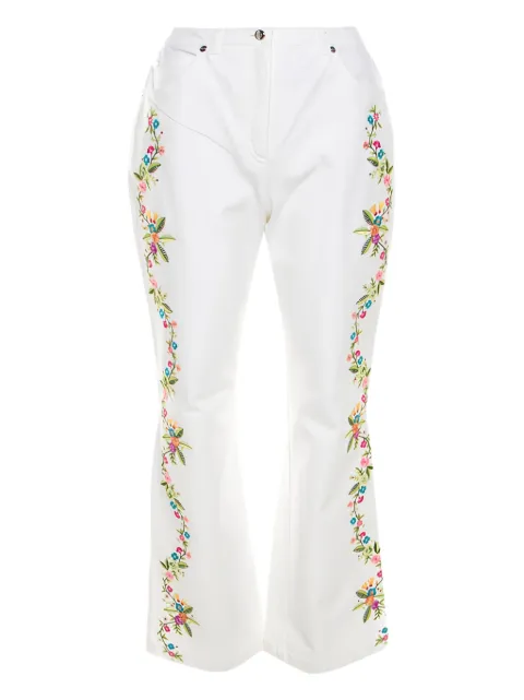 Escada Pre-Owned floral-embroidery trousers White 207153