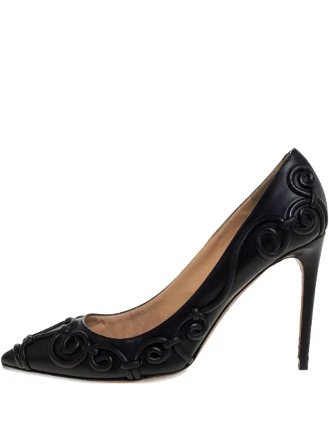 Valentino Garavani Pre-Owned 100mm swirl-pattern leather pumps Black 317479