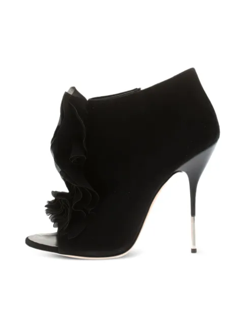 Giuseppe Zanotti Vintage 2024 135mm ruffle suede booties Black 185324