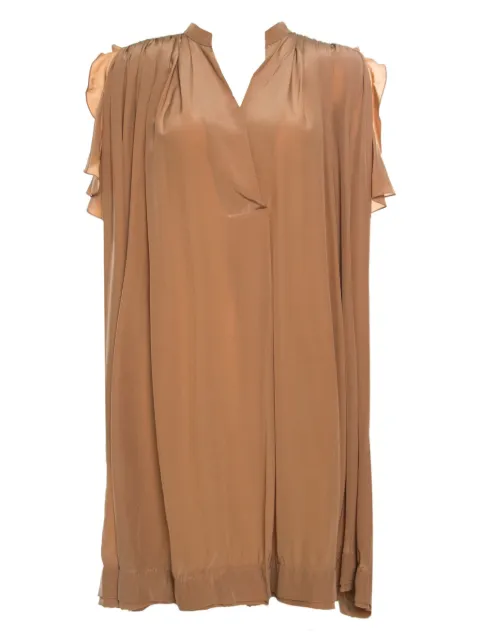 Chloé Pre-Owned ruffled silk dress Brown 162197