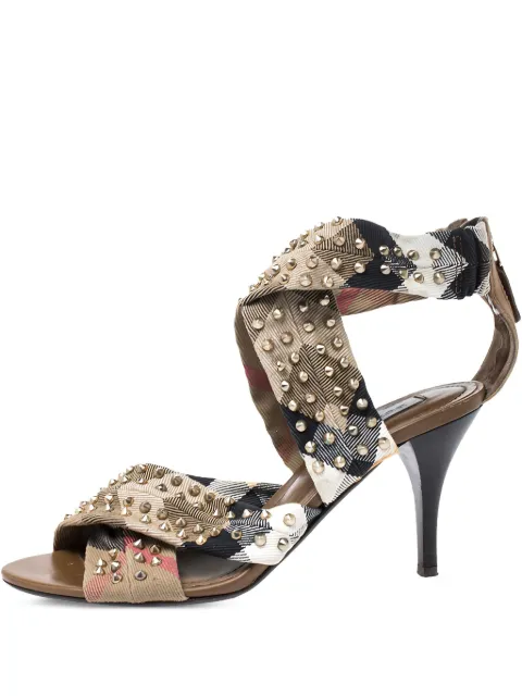 Burberry Pre-Owned 85mm leather studded sandals Neutrals 253805