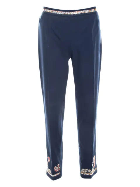 Moschino Pre-Owned embroidered-hem waistband trousers Blue 208007