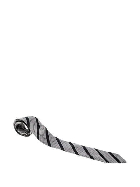 Giorgio Armani Pre-Owned diagonal-stripes silk tie Grey 142904