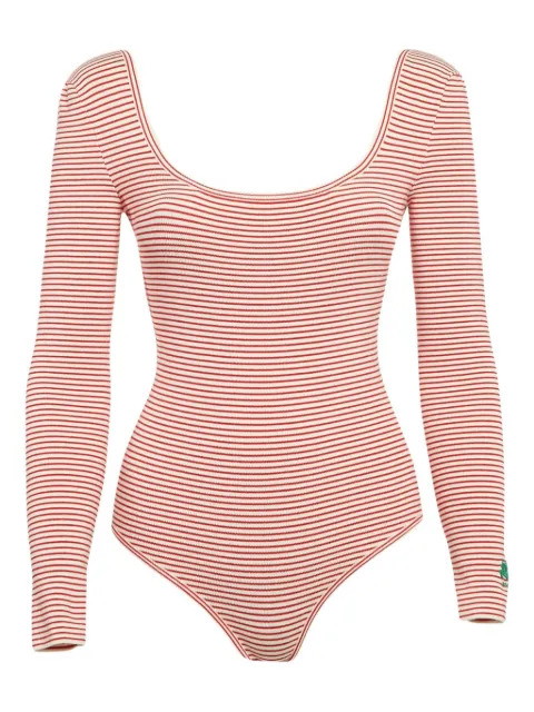 Etro Pre-Owned striped logo-embroidered bodysuit Red 1129673