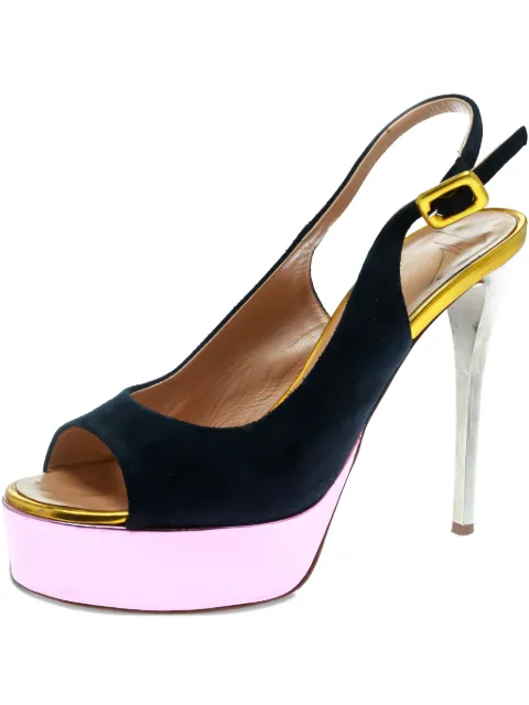 Giuseppe Zanotti Vintage 120mm suede platform slingback sandals Blue 172495