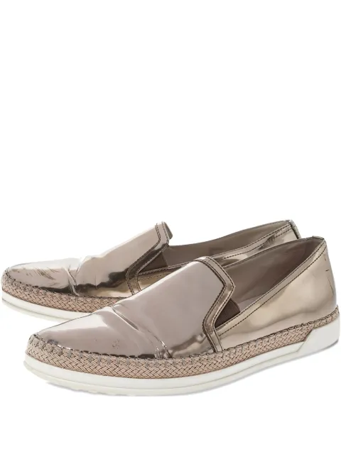 Tod's Vintage patent~leather slip-on sneakers Gold 251555