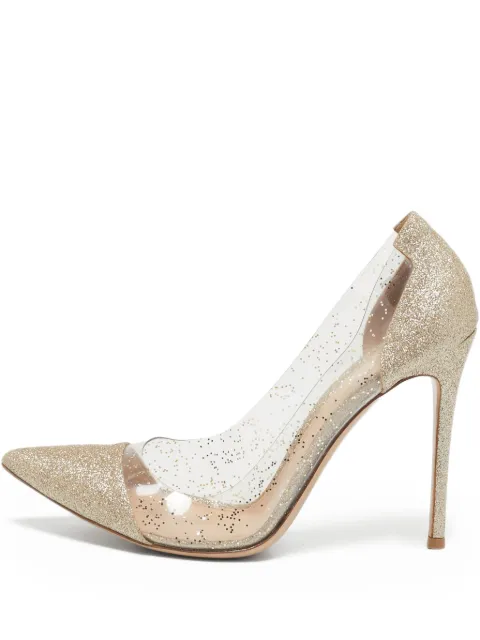 Gianvito Rossi pre-owned 105mm Plexi glitter-embellished pointed-toe pumps Gold 1129449