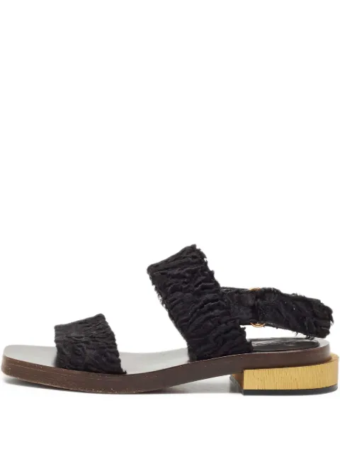 Gucci Pre-Owned velvet flat sandals Black 1117474