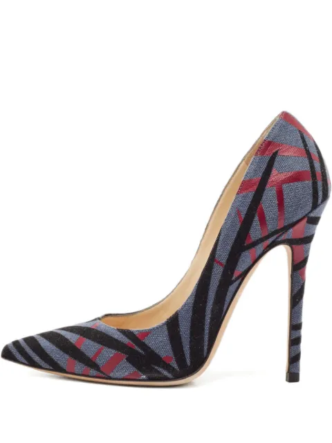 Jimmy Choo Pre-Owned 125mm pointed-toe pattern pumps Blue 1116066