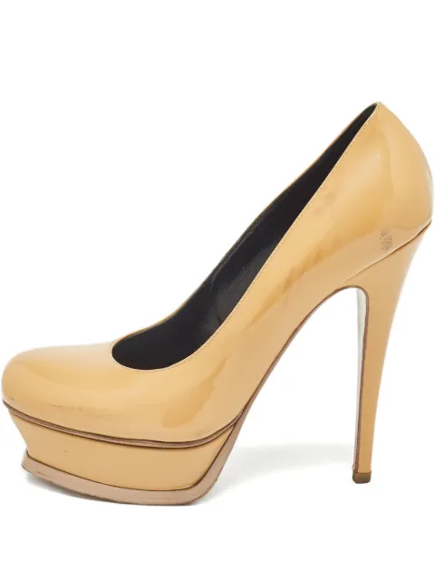 Saint Laurent Pre-Owned 135mm leather heeled pumps Neutrals 1008269