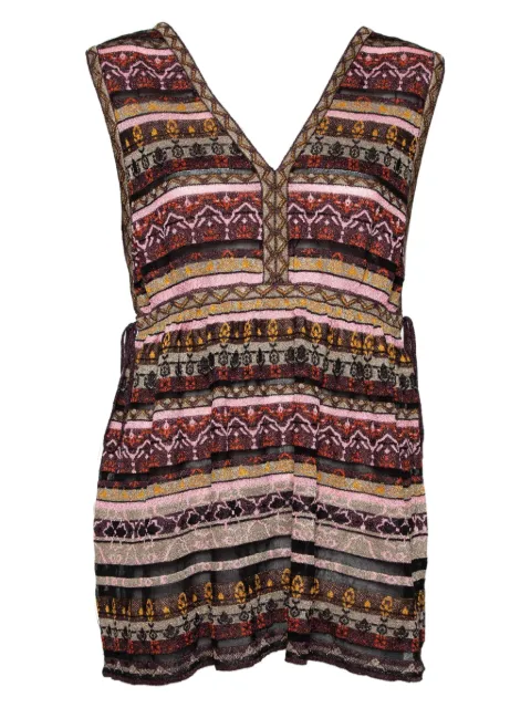 Missoni Pre-Owned geometric-pattern v-neck top Black 568630
