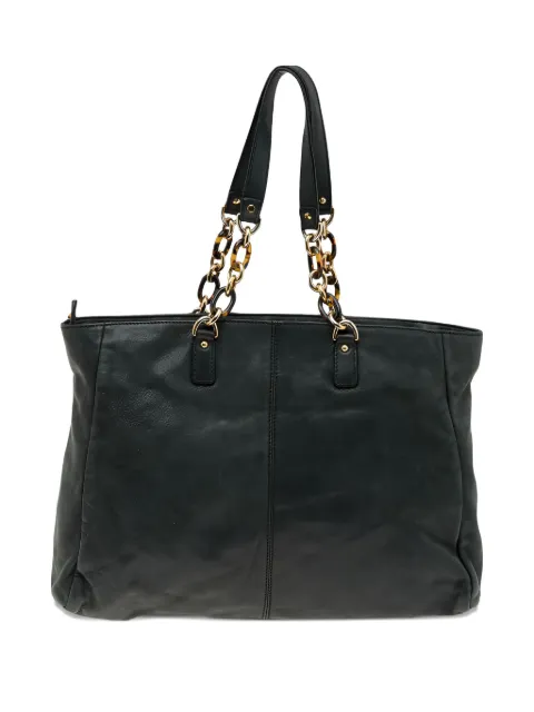 Fendi Pre-Owned chain-detail leather tote bag Black 556423