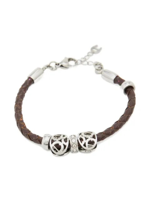 Aigner Vintage pre-owned braided leather metal charm bracelet Brown 704322