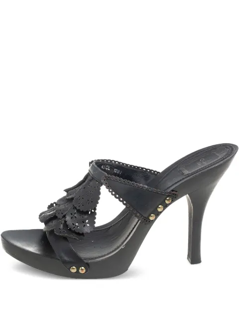 Christian Dior Pre-Owned 100mm cut-out floral-embellished sandals Black 569254