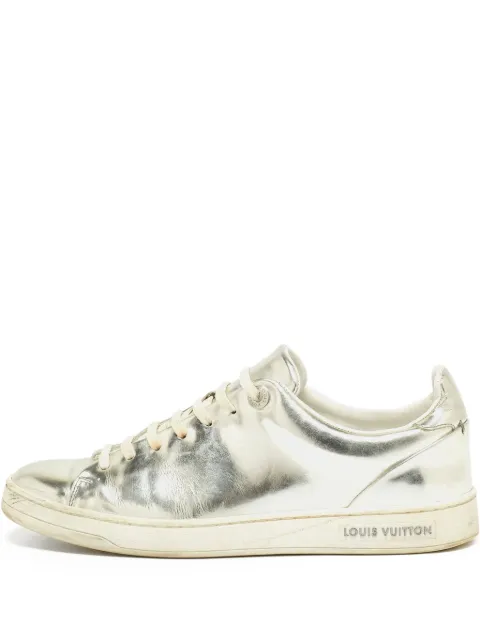 Louis Vuitton Pre-Owned metallic-leather lace-up sneakers Grey 863676