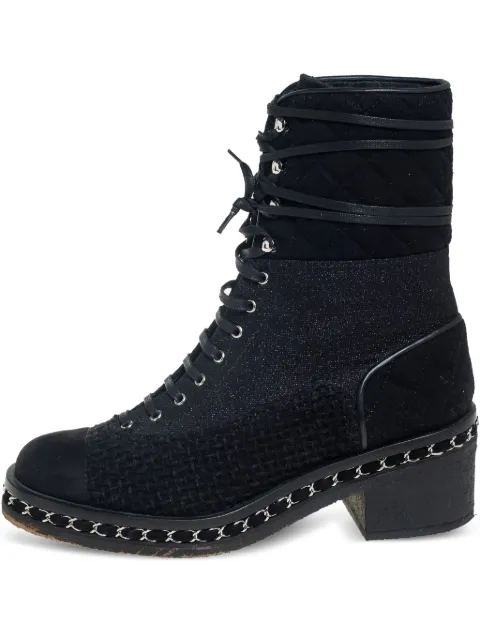 CHANEL Pre-Owned 65mm denim combat boots Black 432121
