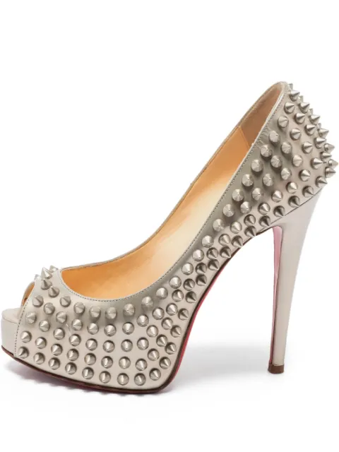 Christian Louboutin Pre-Owned 120mm spiked peep-toe pumps Grey 656847