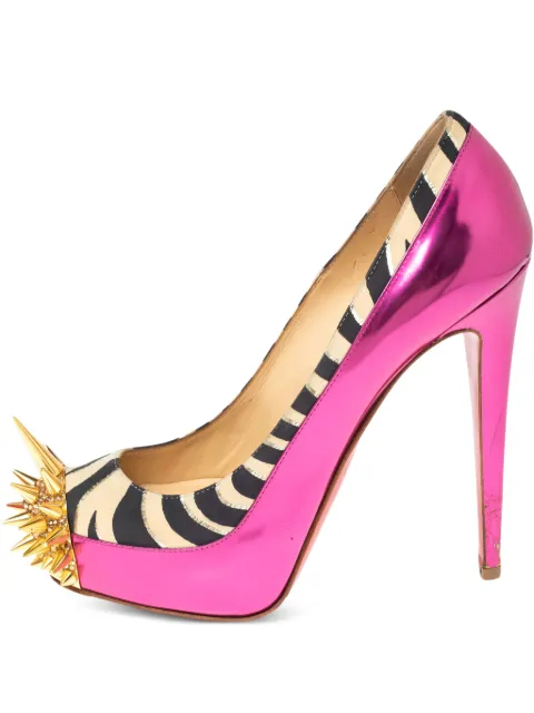 Christian Louboutin Pre-Owned 135mm spiked zebra-print pumps Pink 501295