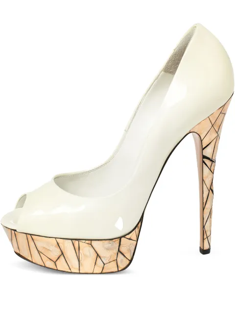 Casadei Vintage pre-owned 150mm patent leather mosaic pumps Neutrals 388541