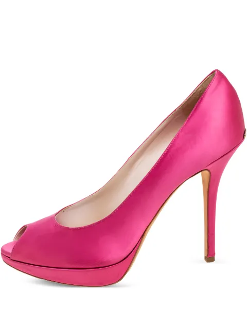 Christian Dior Pre-Owned 105mm Miss Dior satin peep-toe platform pumps Pink 596395