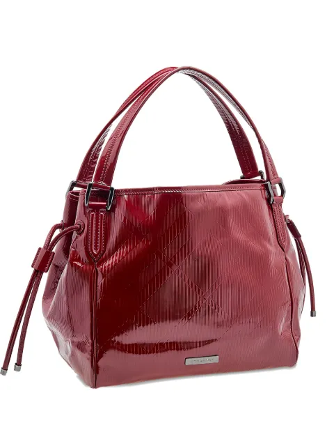 Burberry Pre-Owned 2024 patent leather embossed tote bag Red 613679