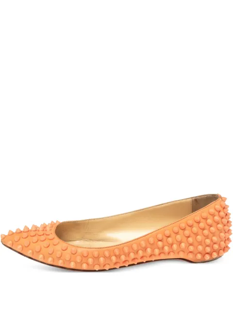 Christian Louboutin Pre-Owned Pigalle leather spiked ballet flats Orange 608764