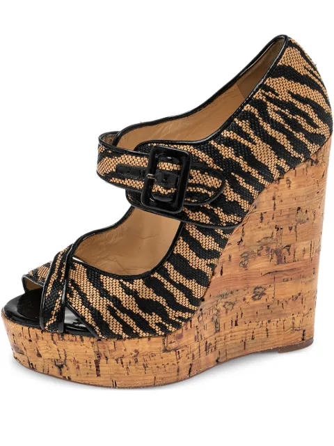 Christian Louboutin Pre-Owned 140mm Melides wedged sandals Brown 555314