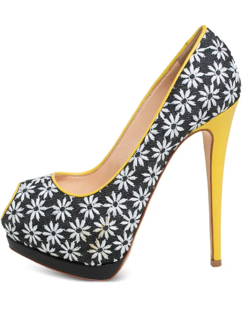 Giuseppe Zanotti Vintage pre-owned 140mm floral-print peep-toe sandals Black 404500