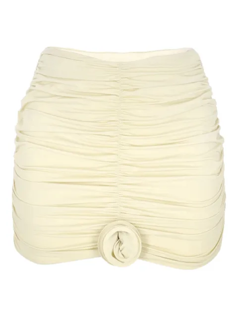La Reveche rose-embellished gathered mini skirt Neutrals LILLIBETSKIRTIVORY