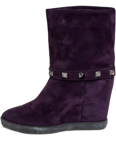 Le Silla pre-owned spike-stud-detail boots Purple 463566