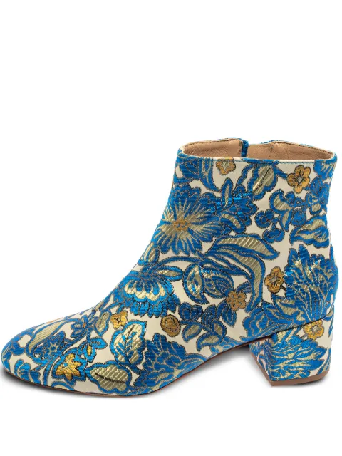 Tory Burch pre-owned 50mm brocade-effect boots Blue 459486
