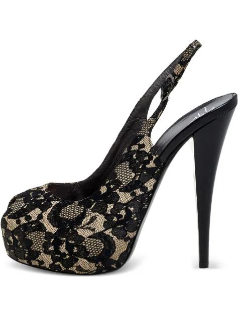 Giuseppe Zanotti Vintage Pre-owned 140mm lace slingback pumps Black 336056