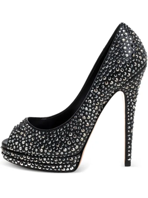 Casadei Vintage Pre-owned 140mm crystal-embellished pumps Black 373427