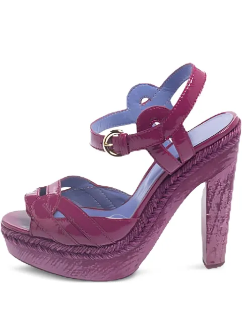 Sergio Rossi Vintage pre-owned 130mm leather platform sandals Purple 460854