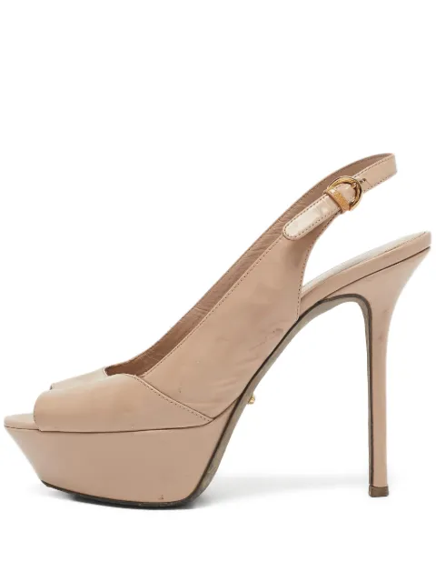 Sergio Rossi Vintage 120mm Godiva peep-toe slingback platform pumps Neutrals 1118688