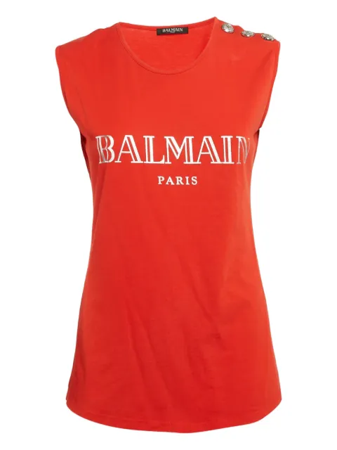 Balmain Pre-Owned 2023 logo-foil tank top Orange 1117962