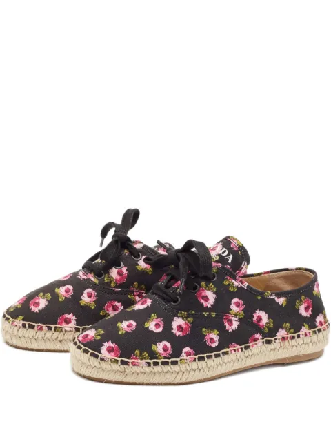 Prada Pre-Owned floral-print espadrilles Black 1108763
