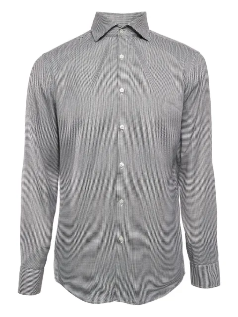 BOSS pre-owned houndstooth-pattern cotton shirt Black 1110908